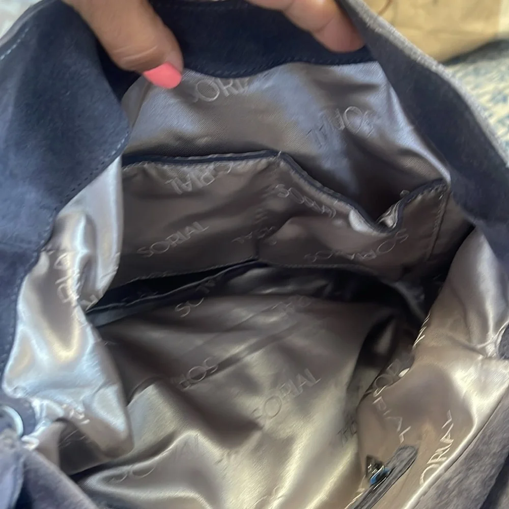 Sorial gray Suede slouch bag - Picture 13 of 14